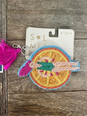 SOL and MER Beaded Citrus Clutch Wristlet in Multi Pink